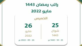 موعد نزول راتب شهر رمضان 1444